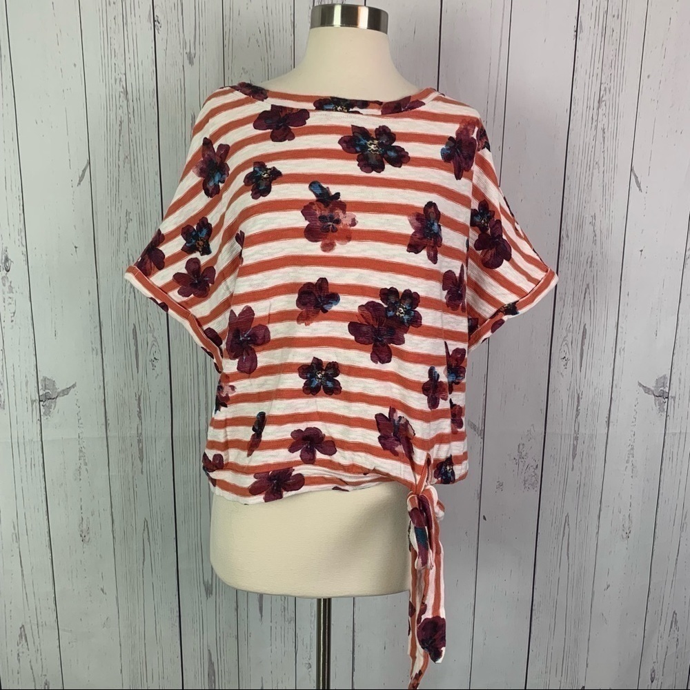 Anthropologie Postmark | striped tied waist top